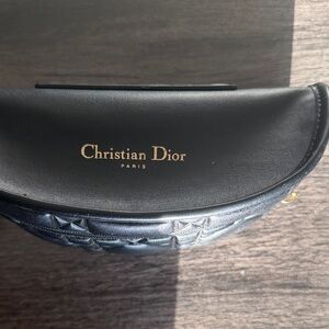 AUTHENTIC Christian Dior Black Leather Clutch / Sunglasses Case